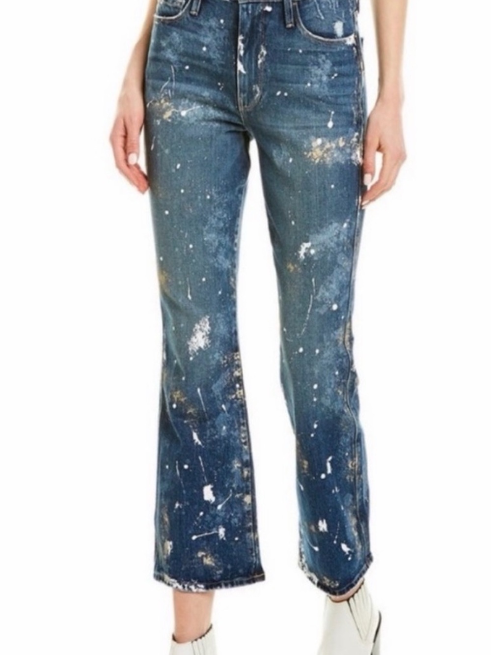 Frame Denim Blue Paint-Splatter Bootcut Jeans